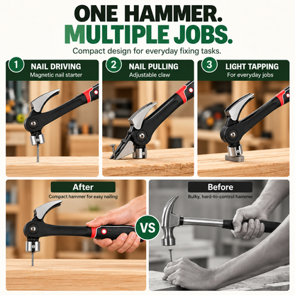 Adjustable Claw Hammer with Magnetic Nail Starter